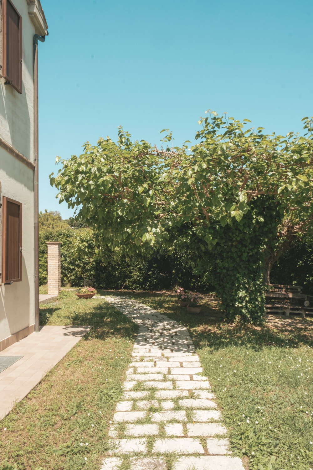 Vialetto in pietra che costeggia la casa